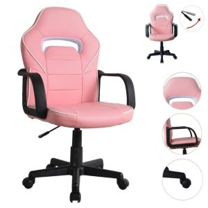 Gaming Stuhl Cyclone Teenager - Bürostuhl - Racing Gaming Stuhl - Rosa Weiß - VDD World