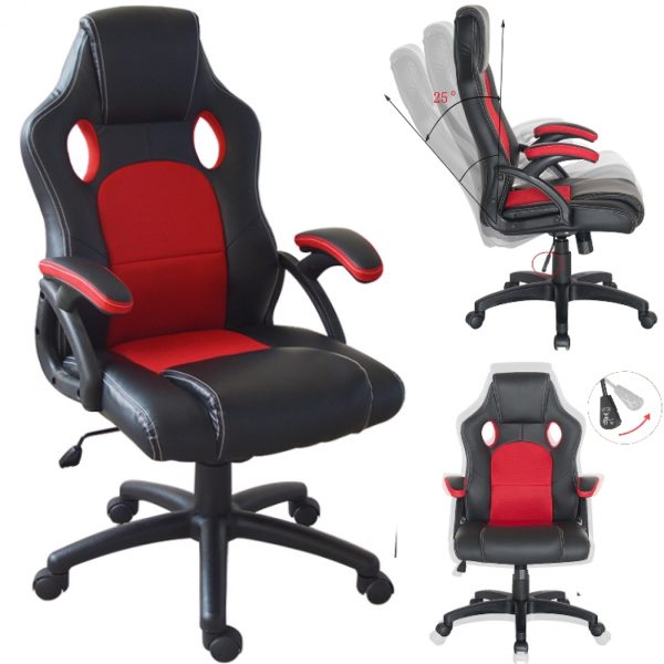 Game Chair Wouter Junior - Bürostuhl Racing Gaming Style - höhenverstellbar - schwarz rot - VDD World